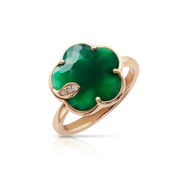 Flower Agate And Diamond Ring - 1